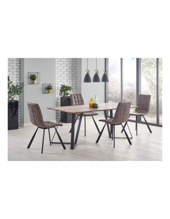 Masa living HM Calgary cu blat din lemn nuc rustic si picioare metal negru [1]