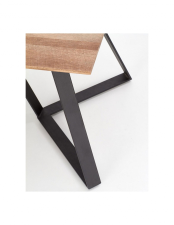 Masa living HM Calgary cu blat din lemn nuc rustic si picioare metal negru [9]