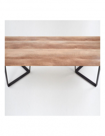 Masa living HM Calgary cu blat din lemn nuc rustic si picioare metal negru [7]