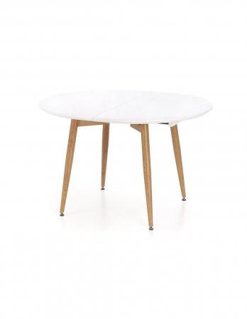 Masa living HM Caliber cu blat alb si insertie lemn, picioare stejar [2]