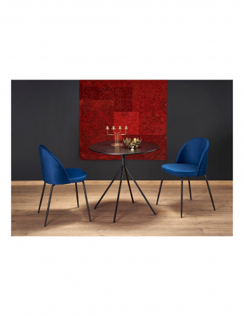 Masa living neagra HM Fondi cu blat rotund si picioare metalice [2]