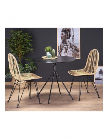Masa living neagra HM Fondi cu blat rotund si picioare metalice [1]
