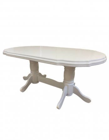 Mese living - Masa de living extensibila Nork, alba, MDF furniruit si lemn masiv
