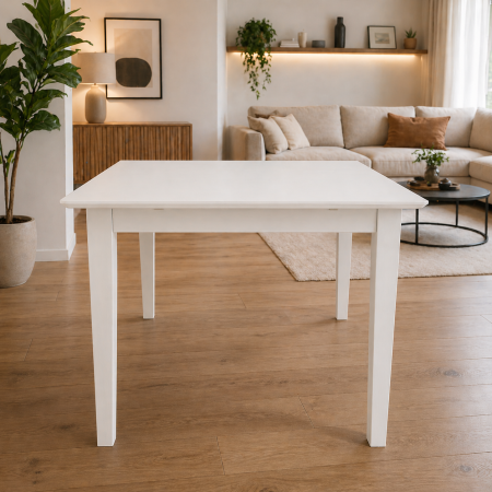 Masa living si bucatarie extensibila Miami, MDF, structura lemn masiv, 6 persoane, 120/150 x 80 x 73.8 cm, alb [5]