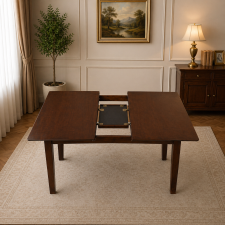 Masa living si bucatarie extensibila Miami, MDF, structura lemn masiv, 6 persoane, 120/150 x 80 x 73.8 cm, nuc [9]