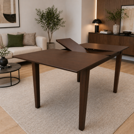 Masa living si bucatarie extensibila Miami, MDF, structura lemn masiv, 6 persoane, 120/150 x 80 x 73.8 cm, nuc [6]