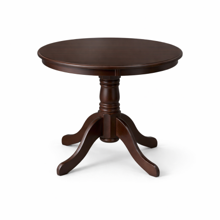 Masa living si bucatarie rotunda Montreal, cadru lemn masiv, MDF furniruit, 4 persoane, 90x73.8 cm, nuc [2]