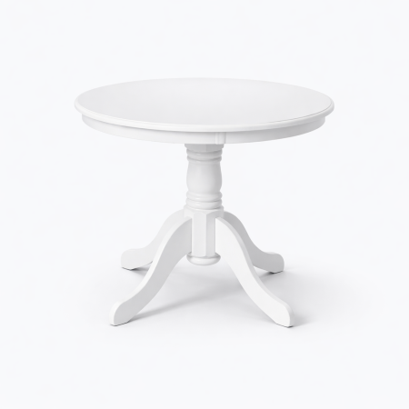 Masa living si bucatarie rotunda Montreal, cadru lemn masiv, MDF vopsit, 4 persoane, 90x73.8 cm, Alb [3]