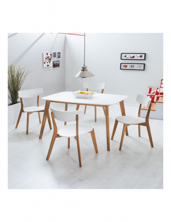 Masa living stil scandinav SL Mosso I alba cu picioare din lemn de stejar [1]