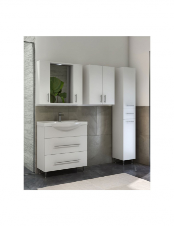 Oglinda baie GN0201 alba cu iluminare LED si dulap lateral [3]