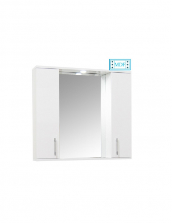 Baie - Oglinda baie GN0201 alba cu iluminare LED si dulap lateral