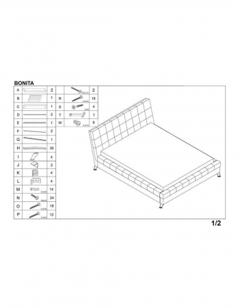 Pat HM Bonita piele ecologica bej 160x200 cu tetiera tapitata si somiera lamelara [3]