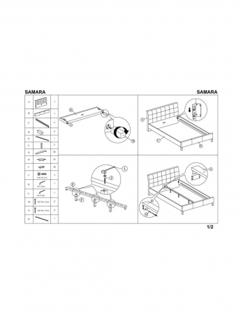 Pat HM Samara 2 160x200 gri cu tablie capitonata si picioare din lemn masiv [2]