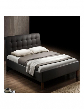 Pat HM Samara 160x200 piele ecologica negru cu tablie capitonata [3]