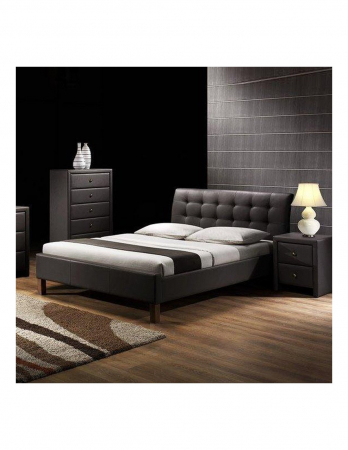 Pat HM Samara 160x200 piele ecologica negru cu tablie capitonata [1]