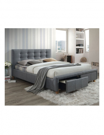 Pat SL Ascot 160x200 gri cu sertare si tăblie capitonată [6]