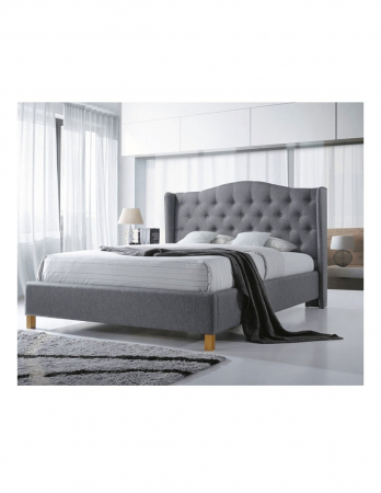 Pat SL Aspen 160x200 gri cu tablie inalta capitonata [1]