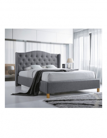 Pat SL Aspen 180x200 gri cu spatar capitonat inaltime 124 cm [2]
