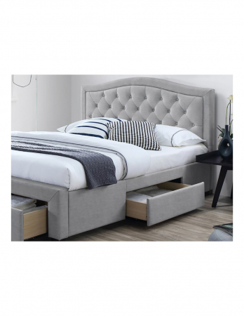 Pat SL Electra gri 160x200 cu tablie capitonata si sertare de depozitare [2]