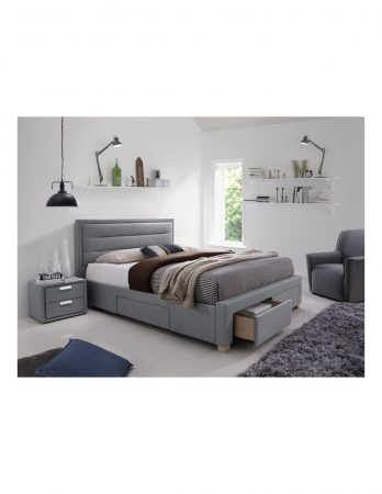 Pat SL Ines gri 160x200 cu sertare si tablie capitonata</h2> [1]