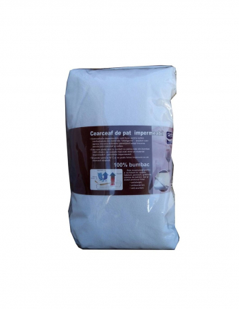 Protectii saltele - Protectie pat impermeabila 70x140 cm din bumbac alb cu eticheta produsului