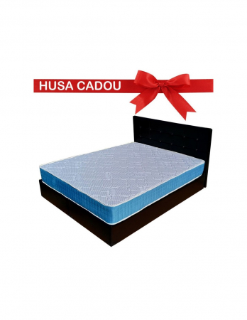Saltele memory - Saltea Memory Foam PARIS 160x200 cm prezentată pe un pat negru cu căpătâi