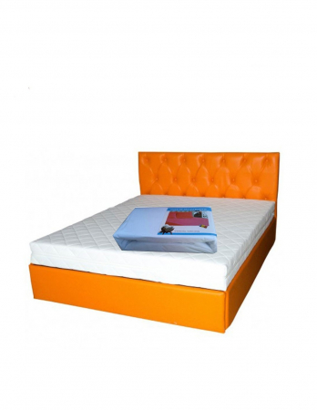 Saltea Nova Comfort Flex 180x200 pe un pat cu somieră portocalie, cu husă cadou [3]
