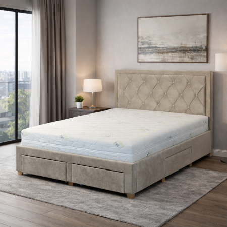 Saltele Hoteliere - Saltea ortopedica Holiday Perfect Dream 140x200x25 cm, arcuri pocket, 7 zone confort, spuma memory, husa detasabila, fermitate medie