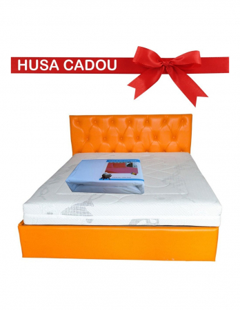 Saltele memory - Saltea Saturn Memory Plus 140x200 cu husa cadou si fundal alb