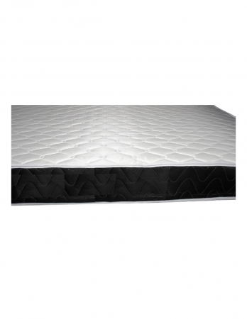 Saltea superortopedica Lux Praga 140x200x22 cu perne, prezentata pe un cadru de pat negru [2]