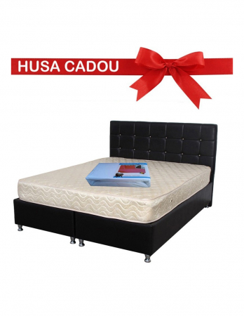 Saltele superortopedice - Saltea superortopedica SOFIA 140x200 pe pat negru, cu banda cadou
