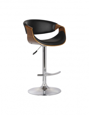 Scaune bar - Scaun de bar HM H100 Negru cu sezut din piele ecologica si baza cromata