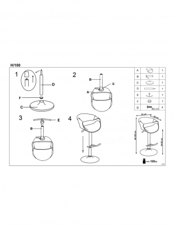 Scaun de bar HM H100 Negru cu sezut din piele ecologica si baza cromata [3]
