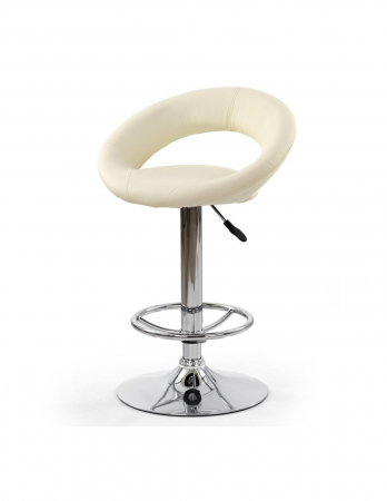 Scaun de bar HM H15 bej, piele ecologica, baza cromata, reglabil pe inaltime [1]