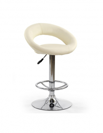 Scaune bar - Scaun de bar HM H15 bej, piele ecologica, baza cromata, reglabil pe inaltime