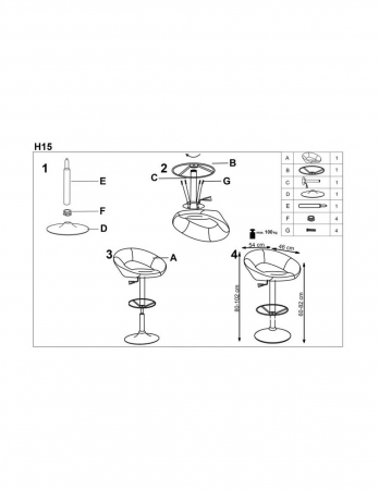 Scaun de bar negru HM H15 cu baza cromata si piston pe gaz [3]