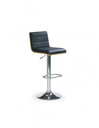 Scaune bar - Scaun de bar negru HM H31 cu baza cromata si spatar din piele ecologica