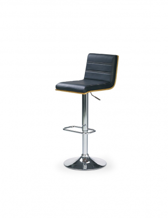 Scaun de bar negru HM H31 cu baza cromata si spatar din piele ecologica [1]