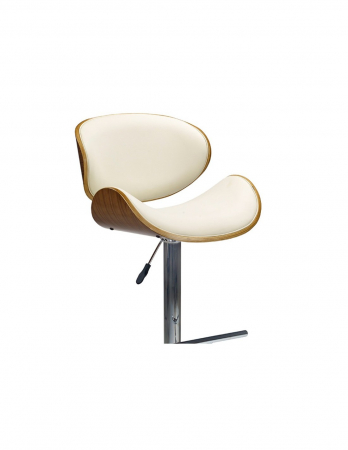 Scaun de bar HM H44 crem cu spatar curbat si baza cromata [2]