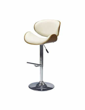 Scaun de bar HM H44 crem cu spatar curbat si baza cromata [1]