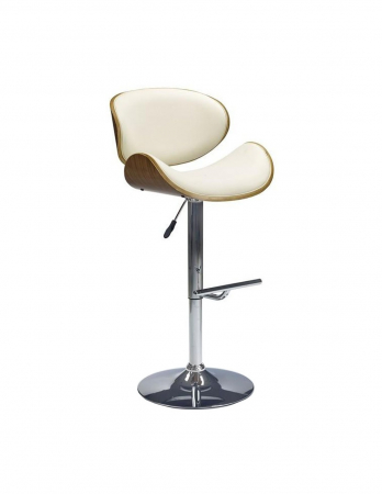 Scaun de bar HM H44 crem cu spatar curbat si baza cromata [0]