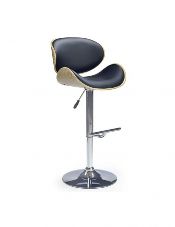 Scaun de bar HM H44 negru cu spatar curbat din piele ecologica si baza cromata [0]