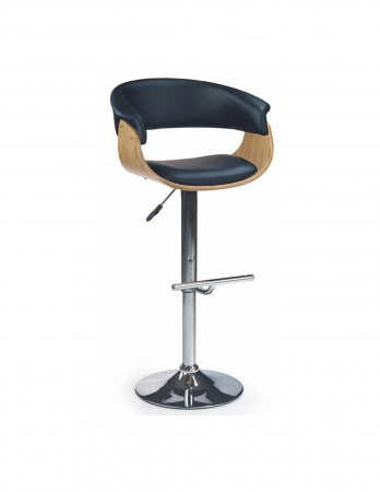 Scaune bar - Scaun de bar HM H45 negru piele ecologica placaj stejar baza cromata