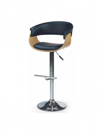 Scaun de bar HM H45 negru piele ecologica placaj stejar baza cromata [1]