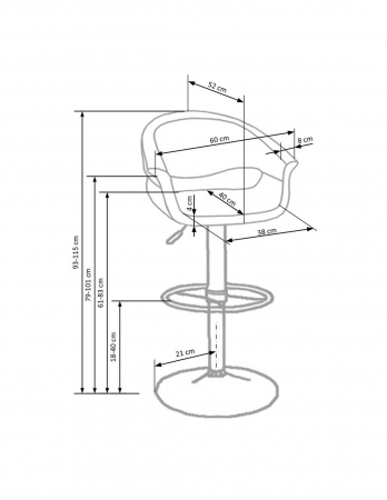 Scaun de bar HM H46 alb-negru cu baza cromata si spatar ergonomic [5]