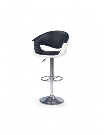 Scaun de bar HM H46 alb-negru cu baza cromata si spatar ergonomic [1]