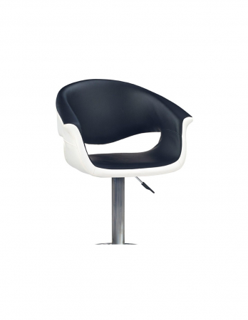 Scaun de bar HM H46 alb-negru cu baza cromata si spatar ergonomic [2]