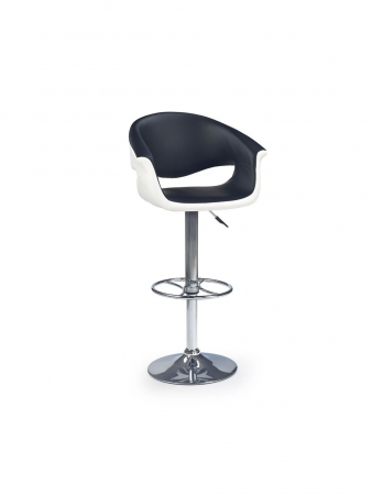 Scaune bar - Scaun de bar HM H46 alb-negru cu baza cromata si spatar ergonomic