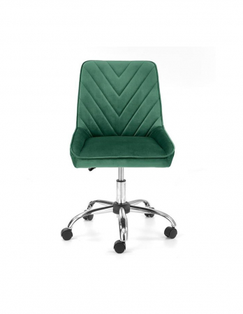 Scaun de birou copii HM Rico, verde, catifea, baza cromata cu roti [4]