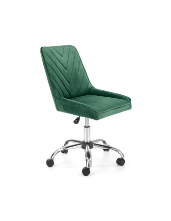 Scaun de birou copii HM Rico, verde, catifea, baza cromata cu roti [0]
